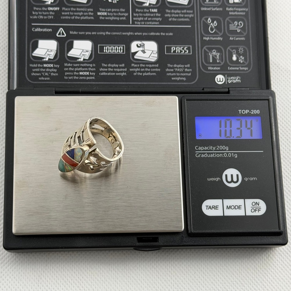 Yolanda Ortega Silver Multi-Stone Inlay Ring Size 8
